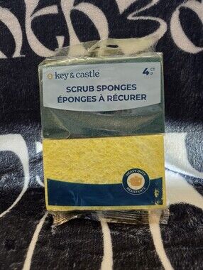 (BUY NOW)key & castle Scrub Sponges - Yellow and Green (4 pack) NIP